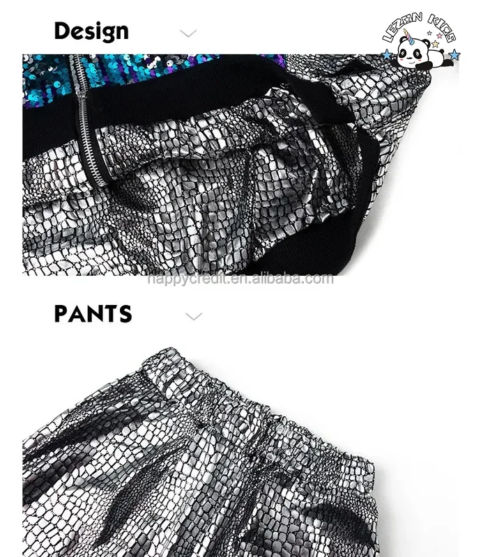 LEZONKIDS - Jazz Dance Hip Hop Sequined Dance Performance Costume Kids Two Piece Sets Custom Boys Clothing Sets